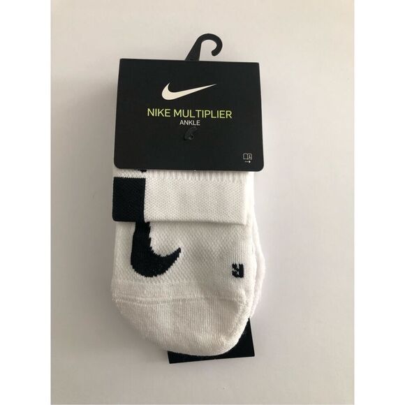 Nike Multiplier Running Ankle Socks 2-Pair Pack White/Black Size Women’s 4-6 / K - Picture 1 of 4